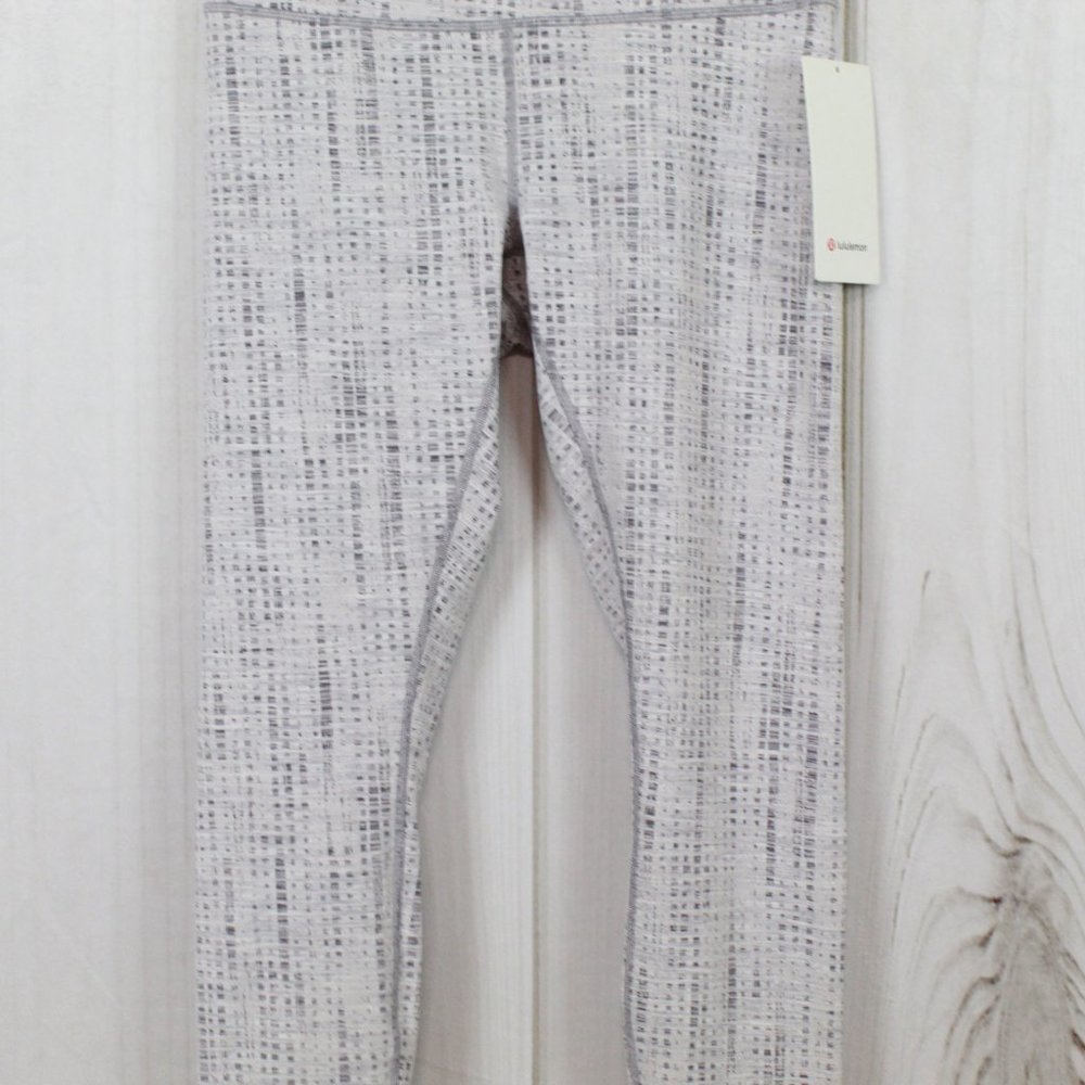 Lululemon Wunder Under HR Tight 25" Roll Down Gray White Yoga Leggings Size 10 - Picture 3 of 9